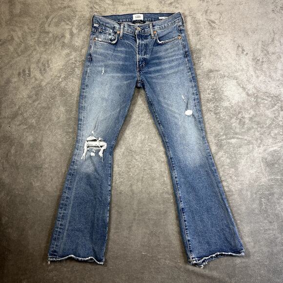 Citizens of Humanity Emmanuelle Jeans Women's 28 Mid Rise Flare Distressed - Picture 1 of 15